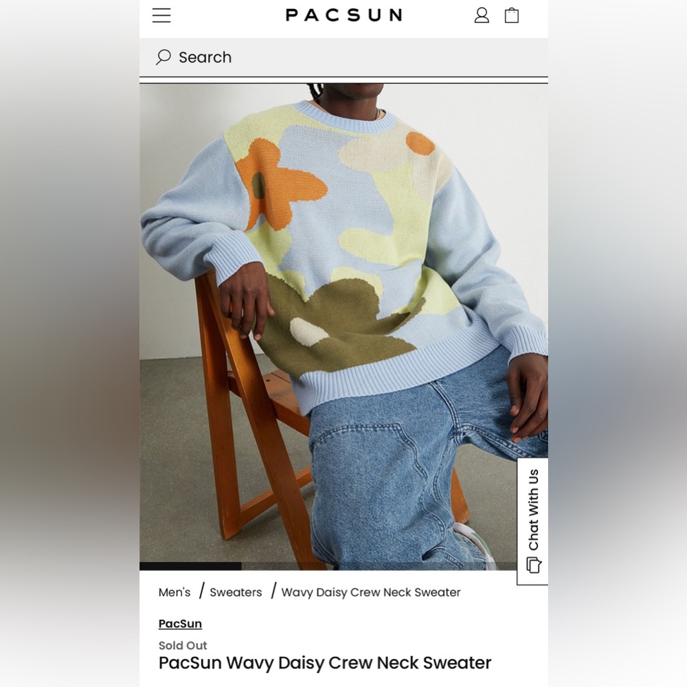 Pacsun Wavy Daisy Crew Neck Sweater / Medium